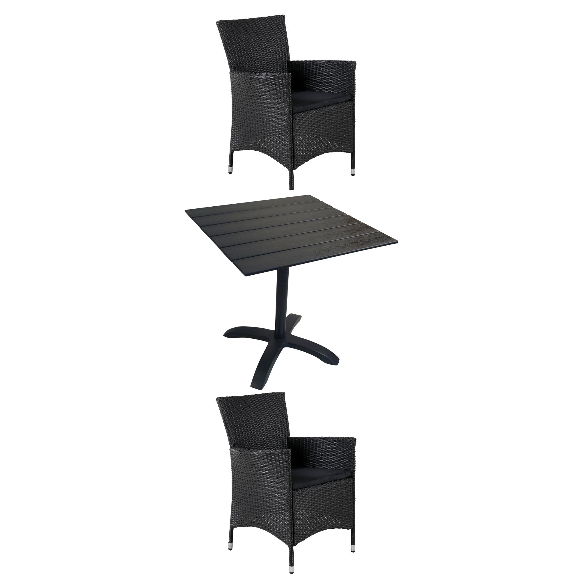 Venture Design - Colorado Cafe Table 70x70 cm - Alu/Aintwood with 2 pcs. Knick Garden Chairs - Rattan - Bundle