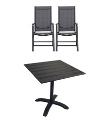 Venture Design - Colorado Cafe Table 70x70 cm - Alu/Aintwood with 2 pcs. Aaroe Position Garden Chair - Textil - Bundle