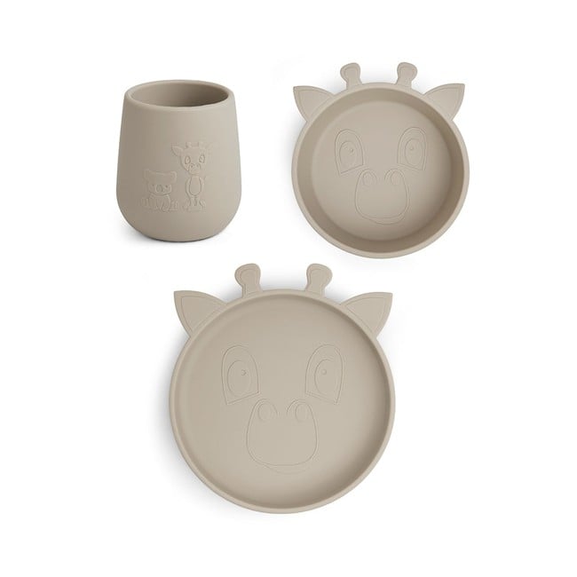 Nuuroo - Judi Silicone Dinner Set 3-pack Giraf -  Cobblestone