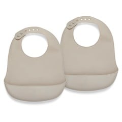 Nuuroo - Tex Silicone Short Bib 2-Pack - Cobblestone