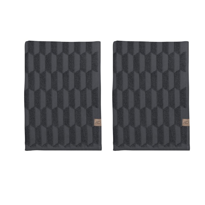 Mette Ditmer - Geo Guest Towel 2pack 35 x 55 cm - Anthracite