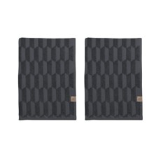 Mette Ditmer - Geo Guest Towel 2pack 35 x 55 cm - Anthracite