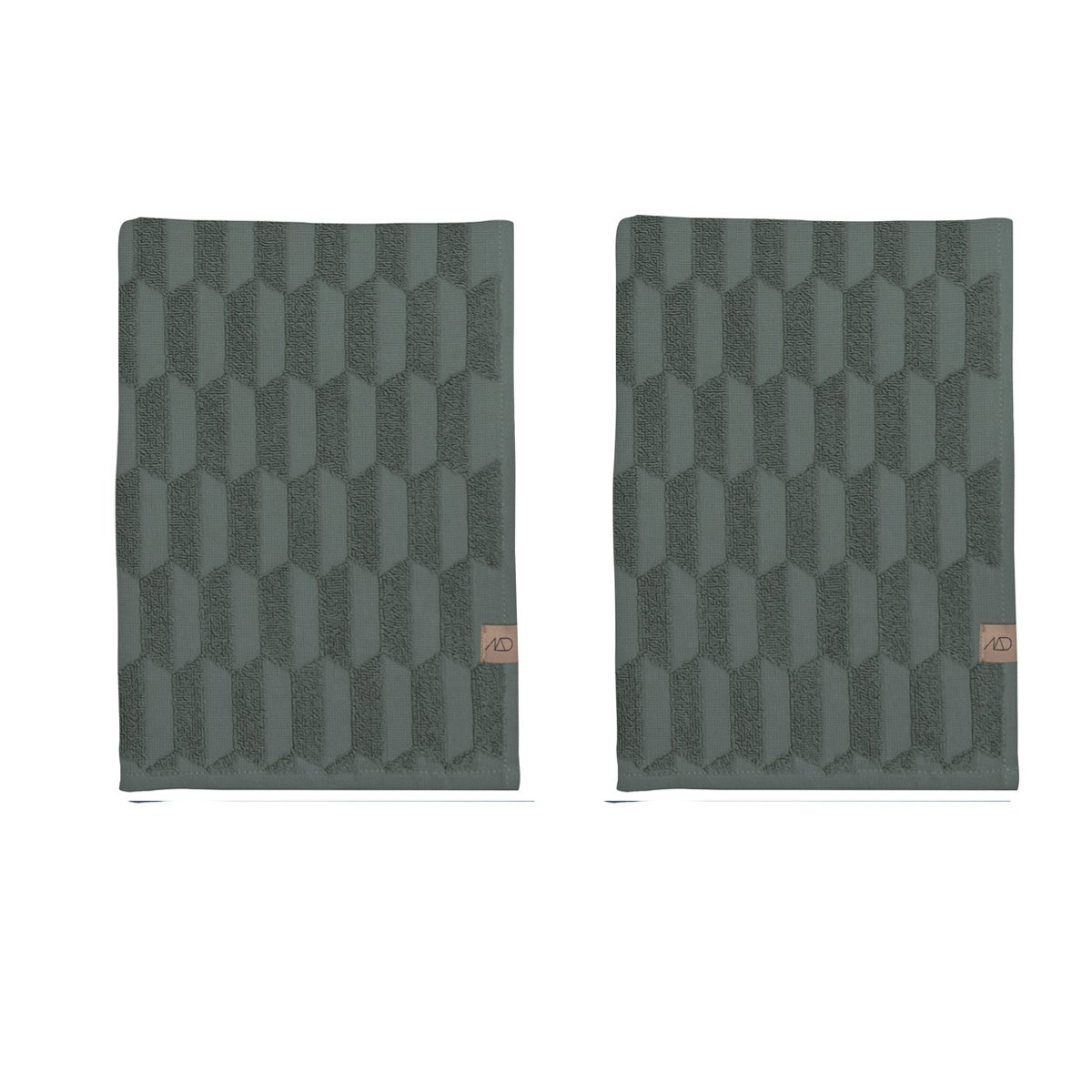 Mette Ditmer - Geo Guest Towel 2pack 35 x 55 cm - Pine green