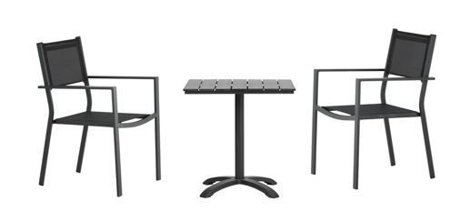 Living Outdoor -  Strynoe Bistro Table 70 x 70 x 72 cm - Aluminium/Polywood with 2 pcs. Copacabana Garden Chairs - Alu - Bundle
