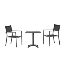 Living Outdoor -  Strynoe Bistro Table 70 x 70 x 72 cm - Aluminium/Polywood with 2 pcs. Copacabana Garden Chairs - Alu - Bundle