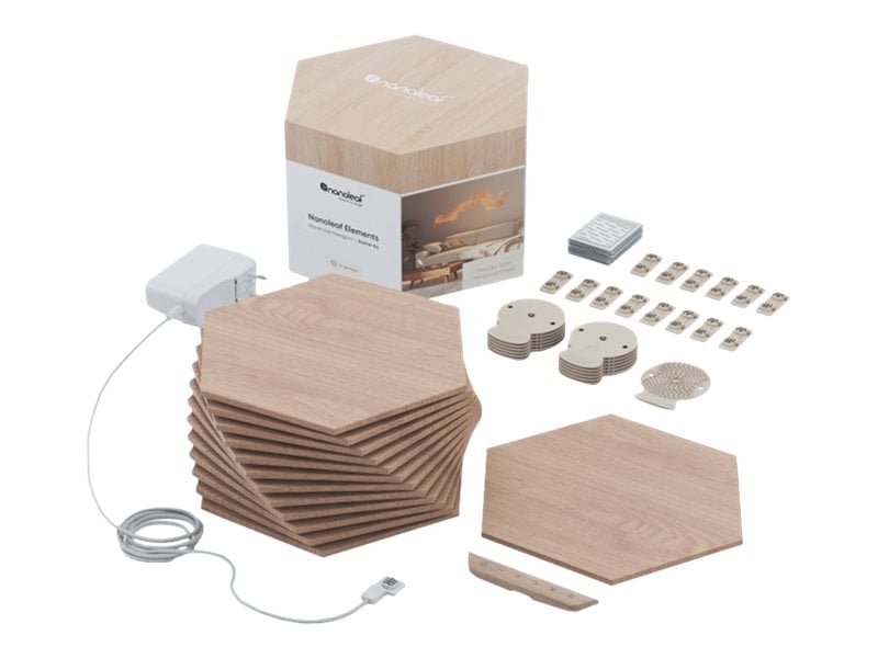 Nanoleaf - Elements - Wood Look Hexagons Starter Kit- 13 Panels - Elektronikk