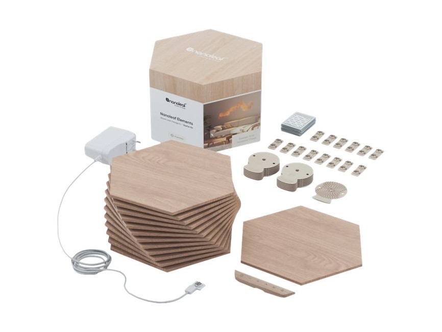 Nanoleaf - Elements - Wood Look Hexagons Starter Kit- 13 Panels