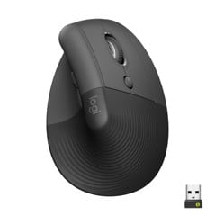 Logitech - Lift Right Vertical Ergonomic Mouse, Graphite/Black