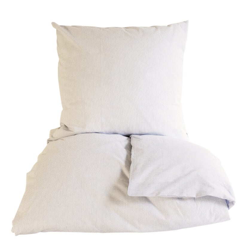 omhu - Mini Striped Bed Linen 140x220 - Sand/White (220202120) - Hjemme og kjøkken