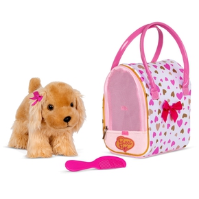 Pucci - Dog in bag, gold & pink hearts - (708365)