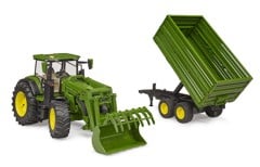 Bruder - John Deere 7R 350 med Frontlæsser & Vogn (03155)