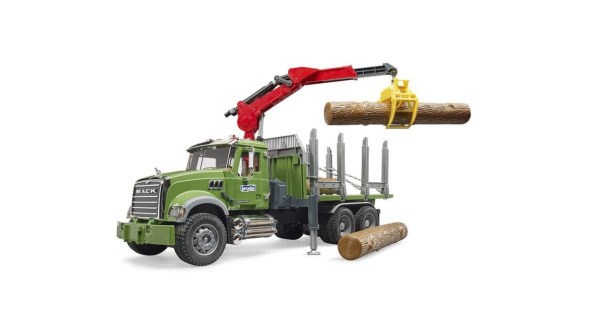 Bruder - MACK Granite Timber lastbil med læssekran og 3 kufferter (02824)
