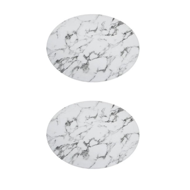 House Of Sander - 2 stk oval marmor dækkeservietter - Hvid