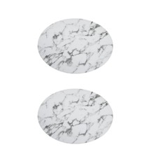 House Of Sander - 2 stk oval marmor dækkeservietter - Hvid