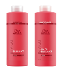 Wella - Invigo Color Brilliance Coarse Hair Shampoo 1000 ml +  Invigo Color Brilliance Balsam Coarse Hair 1000 ml