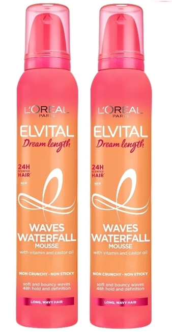 L'Oréal Paris - 2 x Elvital Dream Length Waves Waterfall Hårmousse 200 ml