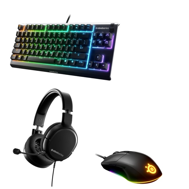 zz Steelseries - Rival 3 Mouse + Arctis1 Headset + Apex 3 TLK Keyboard - Bundle