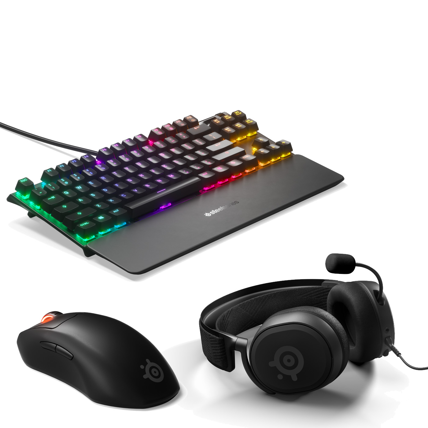 Steelseries - Arctis Prime - Gaming Headset + Prime Wireless Gaming Mouse + Apex 7 TKL Gaming Keyboard - Bundle