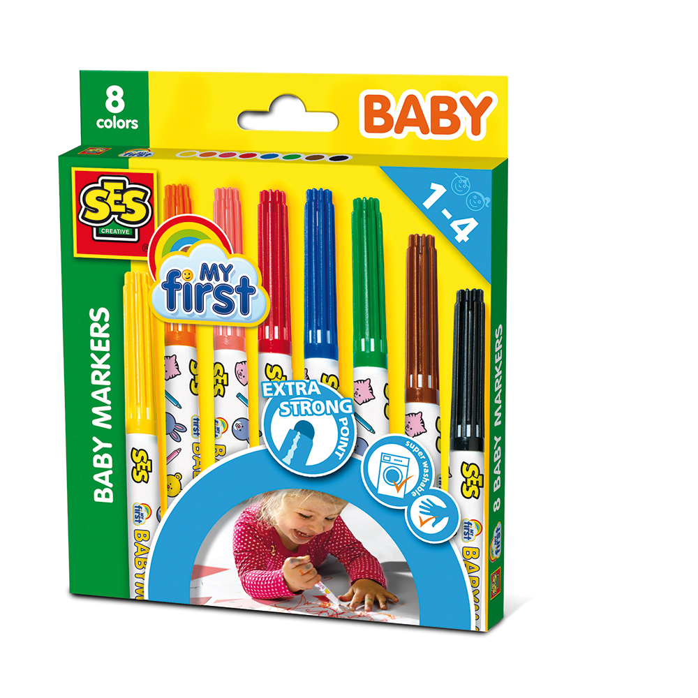 SES Creative - Baby markers, 8 colours - (S00299) - Leker