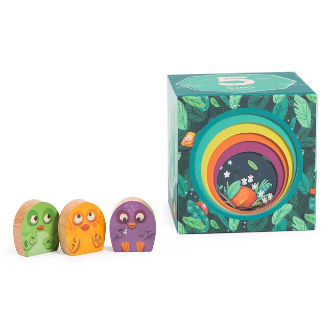 Moulin Roty - Stack-up cubes and 3 chicks - (668210)