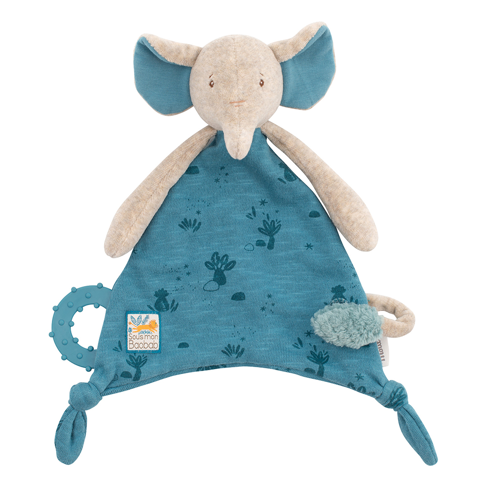 Moulin Roty - Elephant comforter with pacifier holder - (669016)