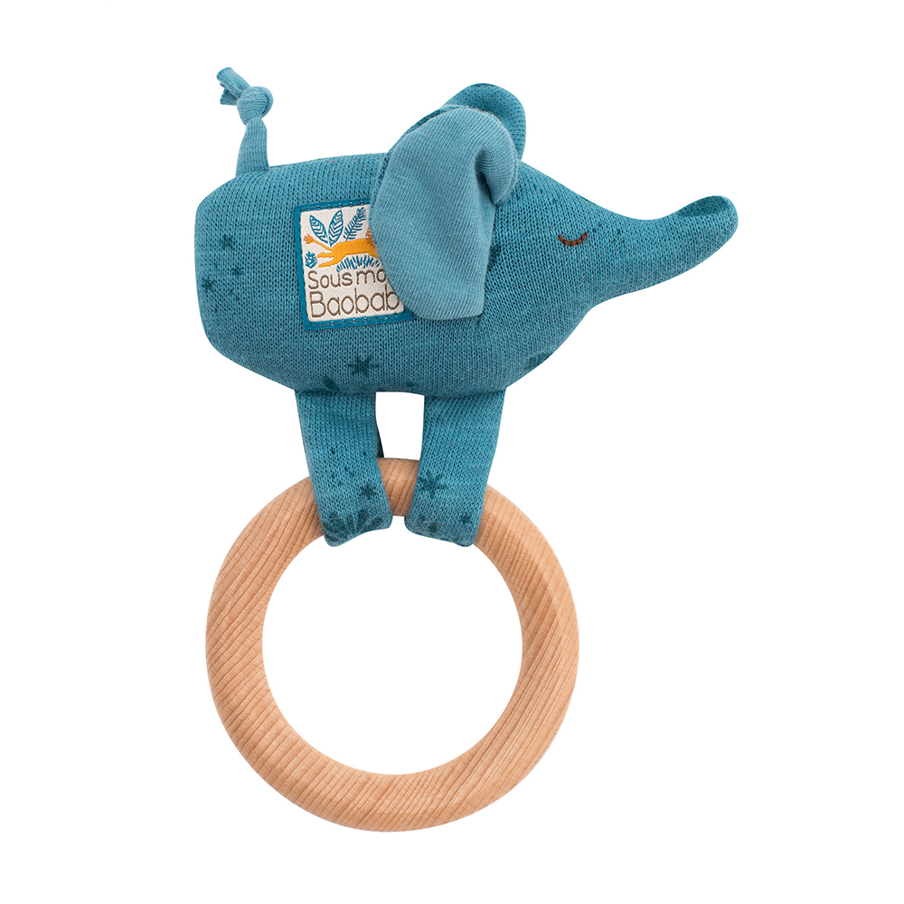 Moulin Roty - Wooden elephant ring rattle - (669007)