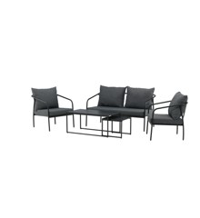 Venture Design - Sopot Garden Lounge Set with Cushions - Aluminium - Black/Grey (2044-408) - Bundle