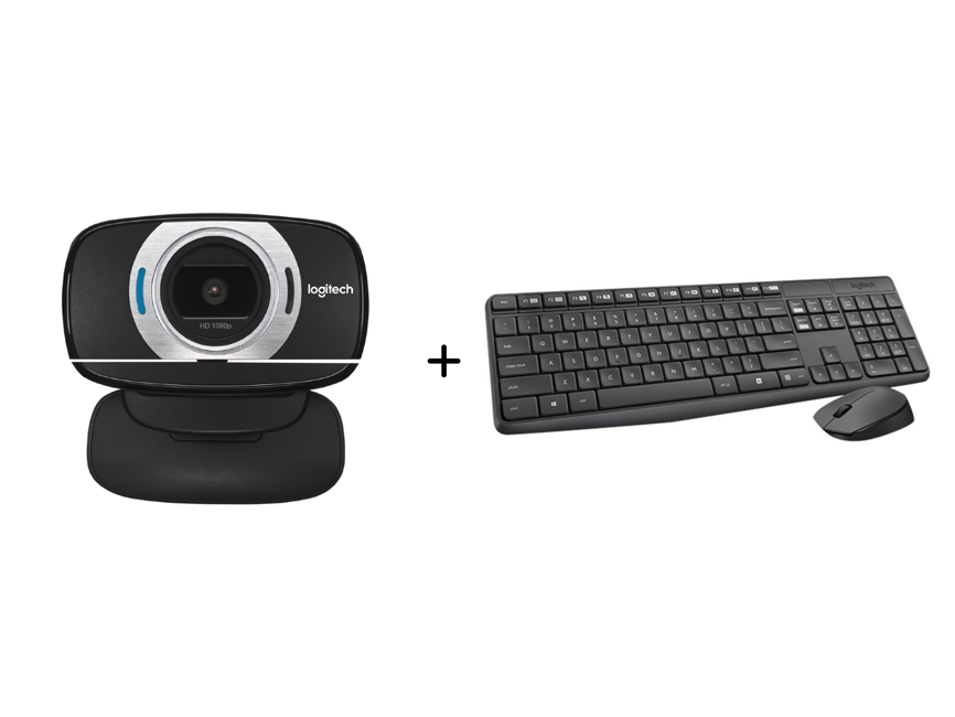 Logitech - MK235 Keyboard and Mouse + C615 USB Webcam - Bundle