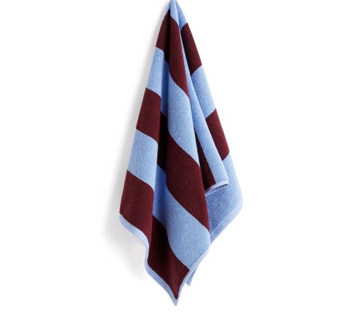 HAY - Frotté Stripe Håndklæde 50x100cm - Bordeaux/Sky Blue (541630)