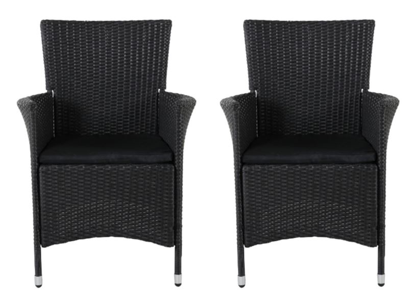 Venture Design - Knick Garden Chair - Rattan - Black - 2 pcs. Set (9347-016)