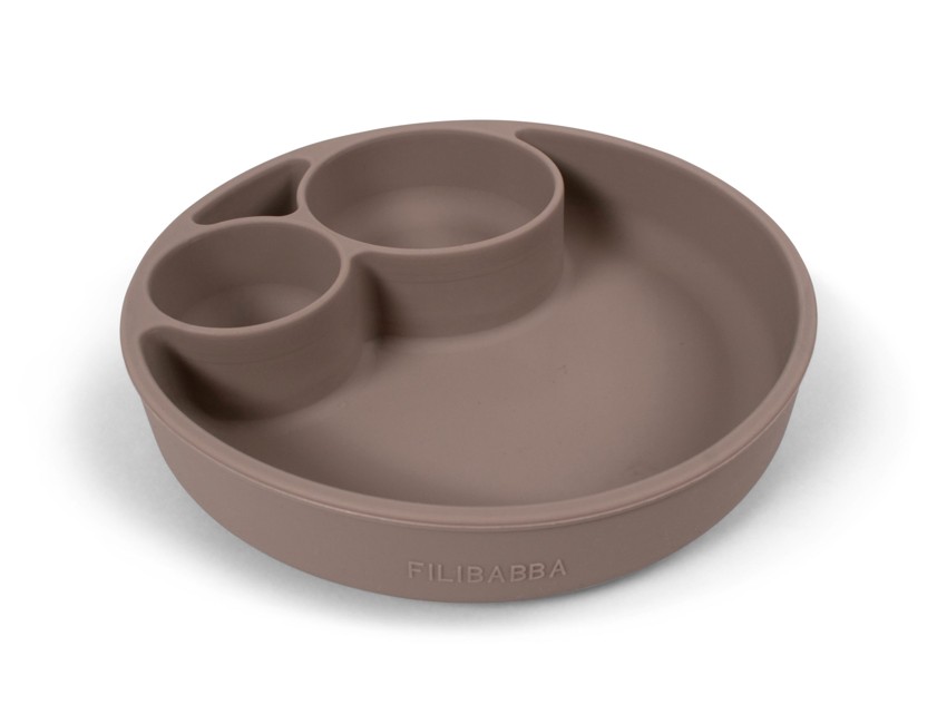 Filibabba - Silicone Plate compartmentalized - Warm Grey (FI-02275)