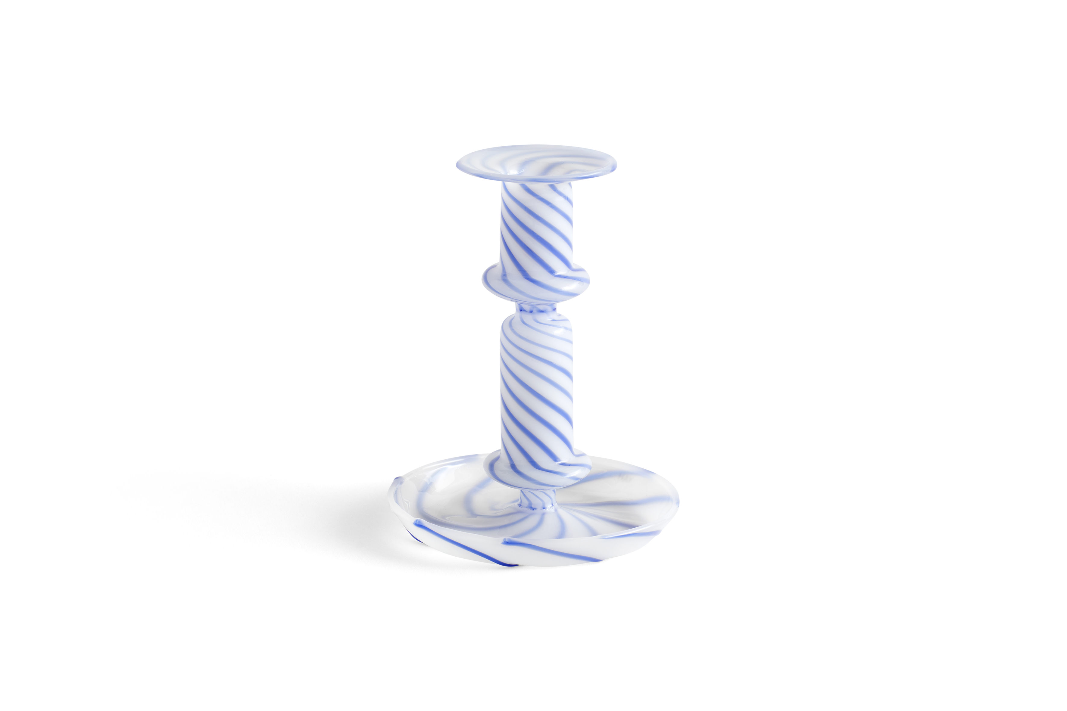 HAY - Flare Stripe Candleholder Medium - Milk with blue (541468) - Hjemme og kjøkken