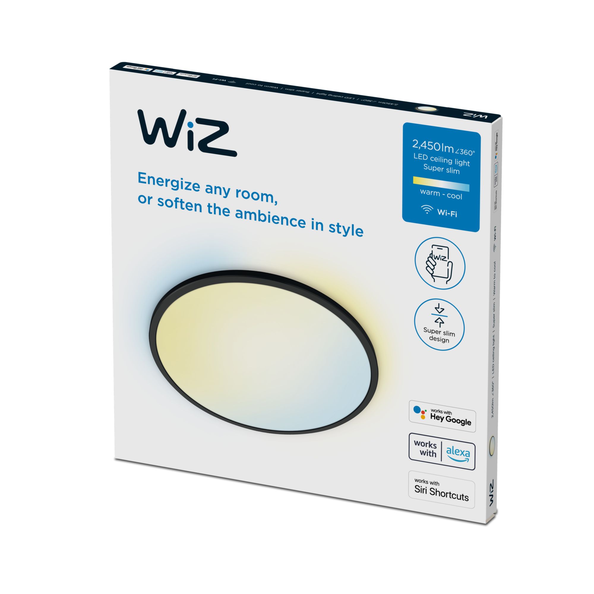 WiZ - Superslim Smart Loftlys - Sort 22W
