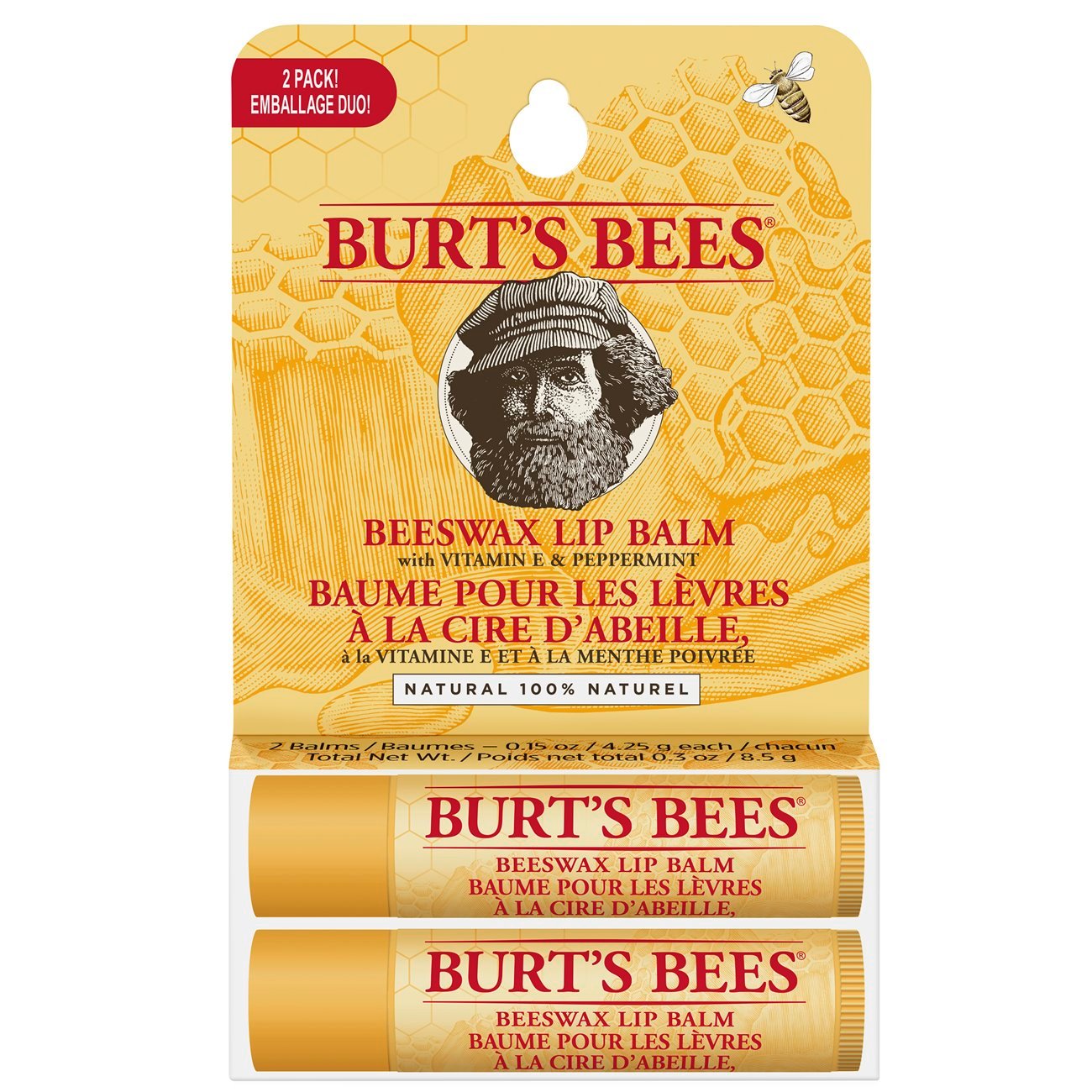 Burt's Bees - UNI BEESWAX LIP BALM TUBE BLISTER TWIN PACK - Skjønnhet