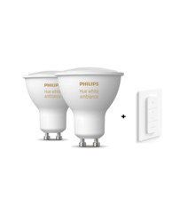 Philips Hue - 2x Dual Pack GU10 - White Ambiance & Hue Dimmer Switch - Bundle