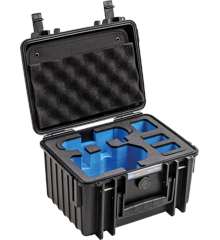 B&W Outdoor Case Type 2000 For DJI Mini3 PRO, DJI RC-N1 or DJI RC, Charging-cradle, 4 Bat , Black ( 6.6 Liter )