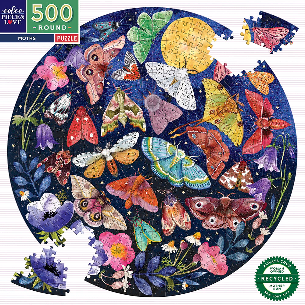 eeBoo - Round Puzzle 500 pcs - Moths - (EPZFMOT - Leker