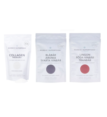 Nordic Superfood - Collagen Premium 80 g + Berry Powder Blue - Blueberry 80 g + Berry Powder Mix Red - Lingonberry 80 g