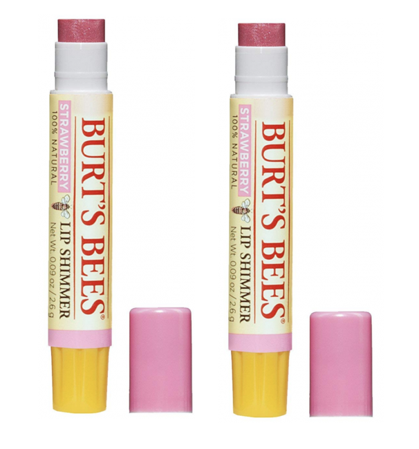 Burt's Bees - 2 x Lip Shimmer Strawberry - Læbepomade