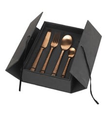 Broste Copenhagen - Cutlery set Hune, 16 pc - Stainless steel - Copper Hammered