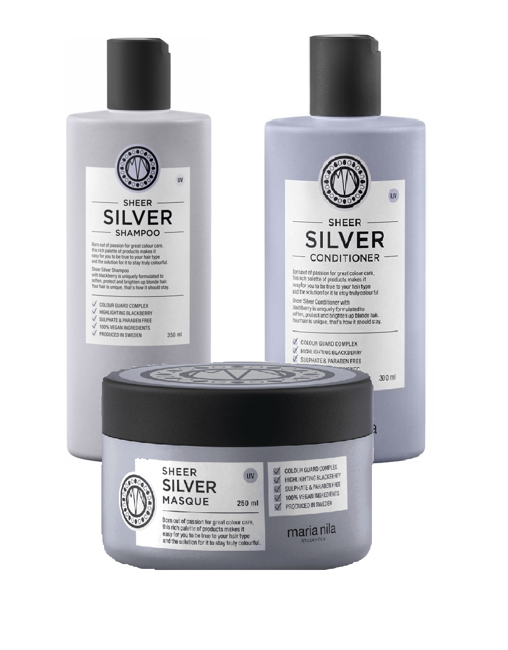 Maria Nila - Sheer Silver Shampoo 350 ml + Maria Nila - Sheer Silver Conditioner 300 ml + Maria Nila - Sheer Silver Masque 250 ml