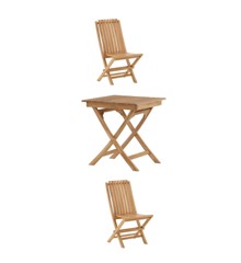 Venture Design - Ghana Garden Folding Table 70x70 cm with 2 pcs. Ghana Garden Folding Chairs - Teak - Bundle