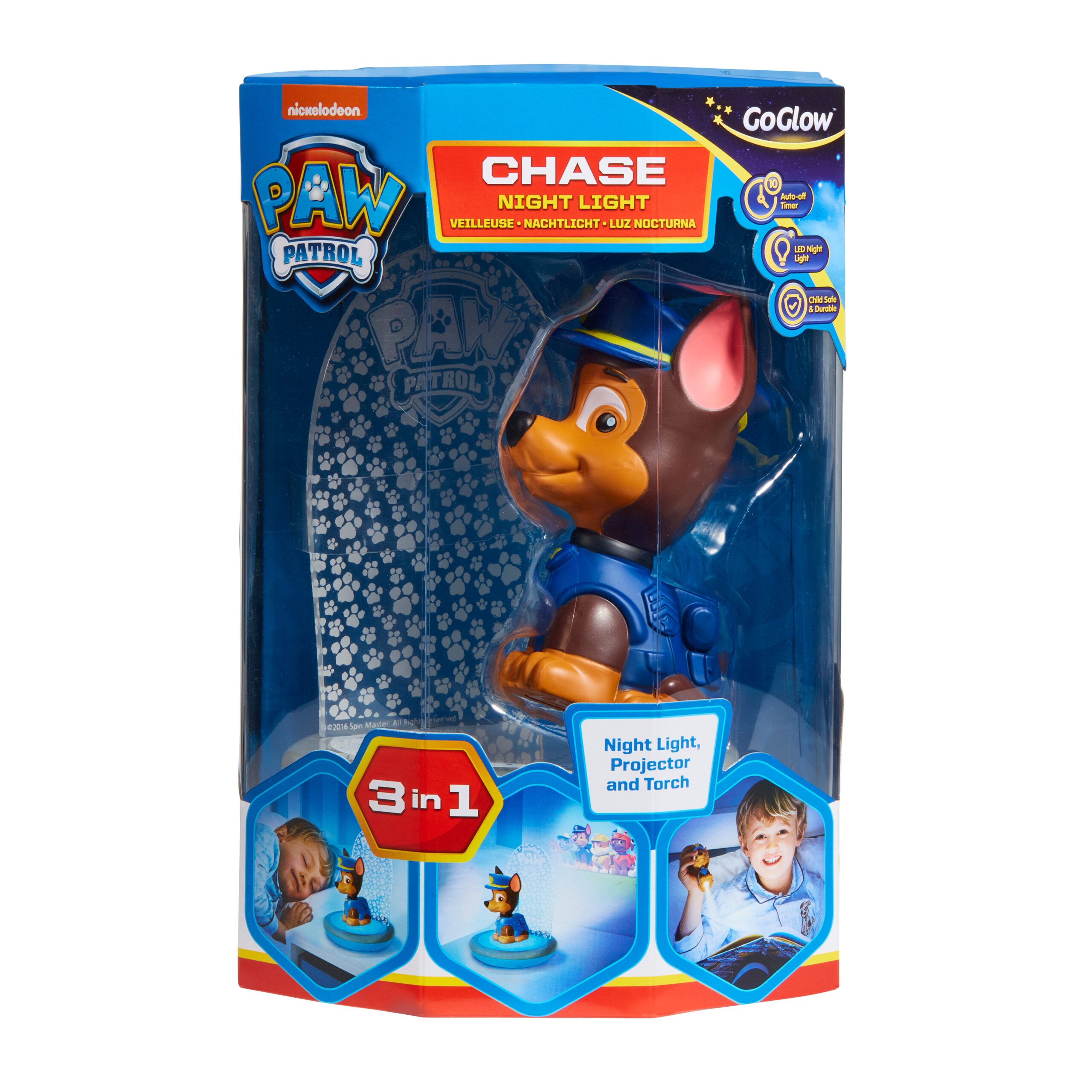 Paw Patrol - Chase Kids Magic Bedside Night Light, Torch and Projector (10043)
