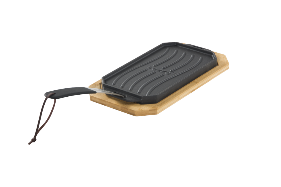 Cozze - Reversible Cast Iron Pan 165x330 mm ( Wooden Tray Included )