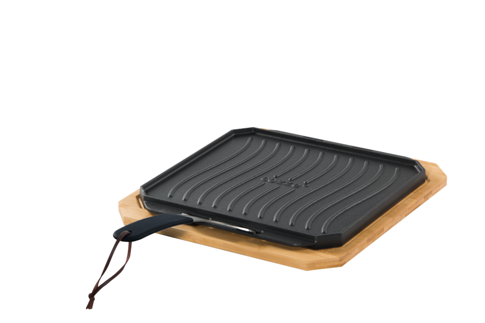 Cozze - Reversible Cast Iron Pan 330x330 mm ( Bamboo Tray Included )
