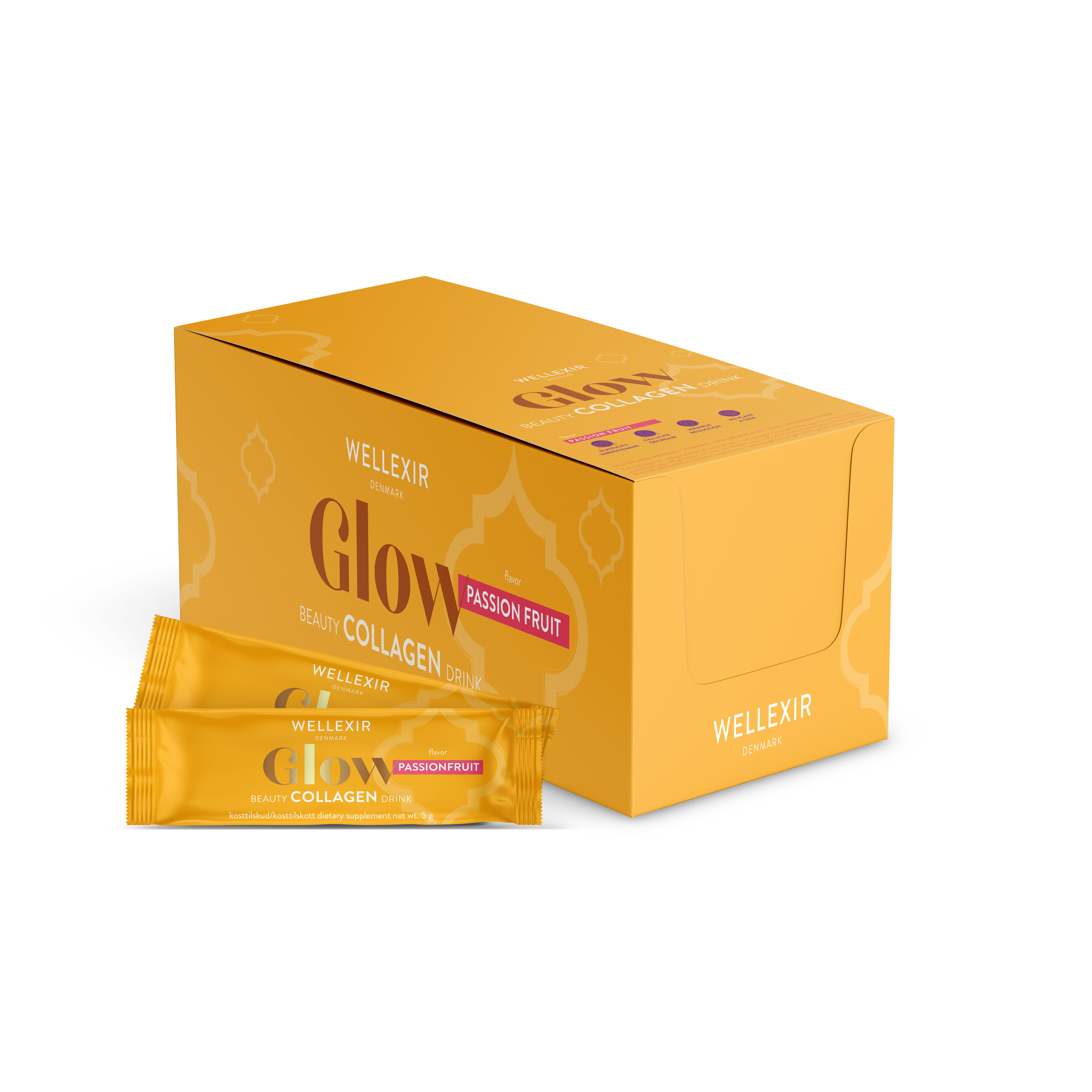 Wellexir - Glow Beauty Drink Passion fruit BOX 50 Pcs - Helse og personlig pleie