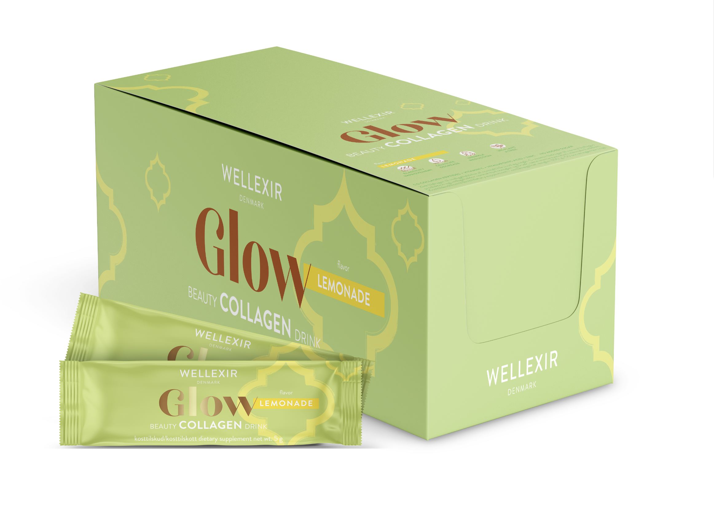 Wellexir - Glow Beauty Drink Lemonade BOX 50 Pcs - Helse og personlig pleie