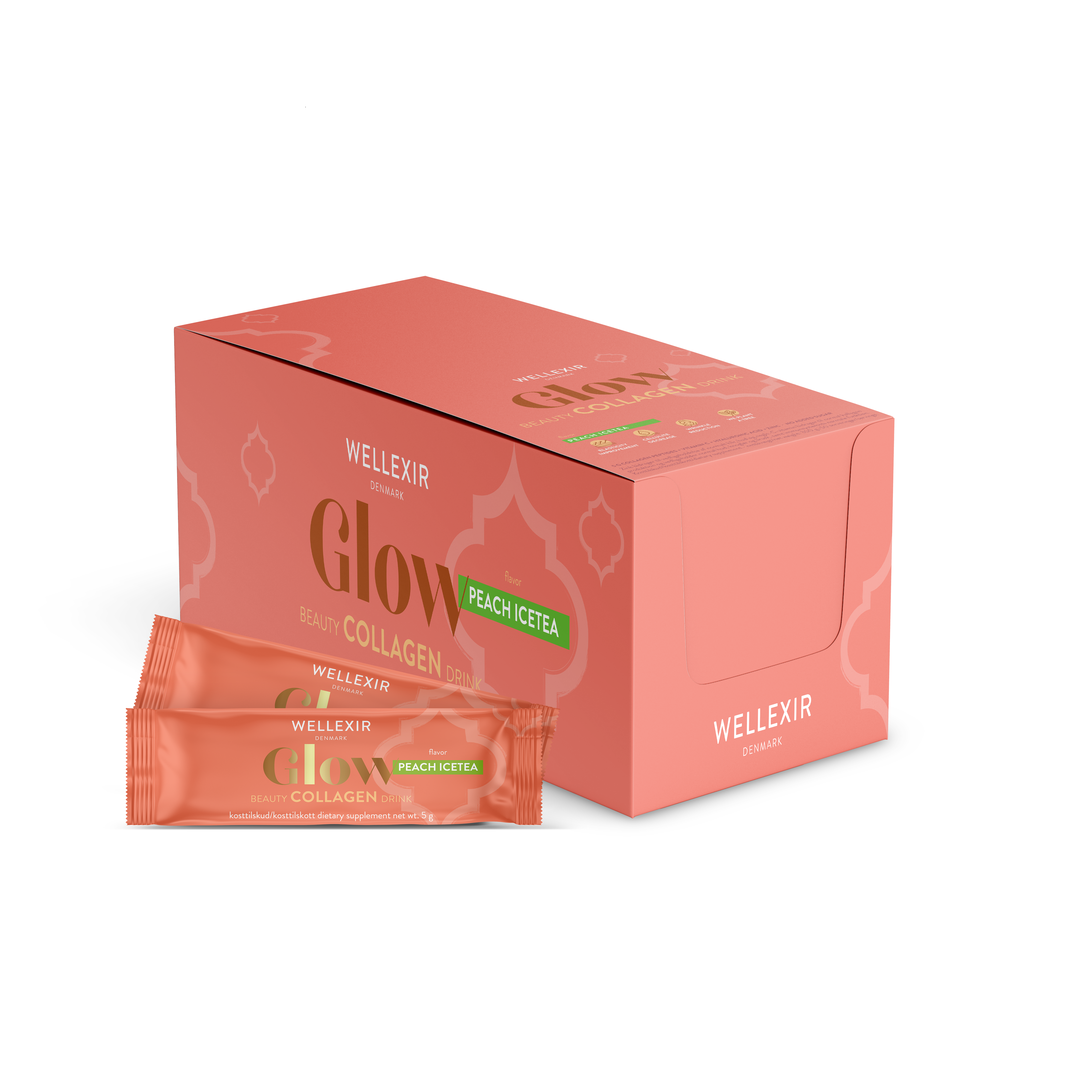 Wellexir - Glow Beauty Drink Peach Ice Tea BOX 50 Pcs - Helse og personlig pleie