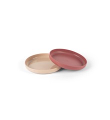 Dantoy - Tiny Biobased Plate Set - Nude & Ruby Red (6240)
