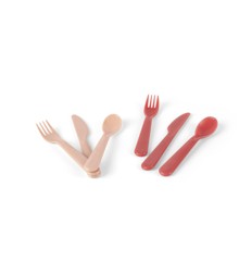 Dantoy - Tiny Biobased Cutlery Set - Nude & Ruby Red (6250)